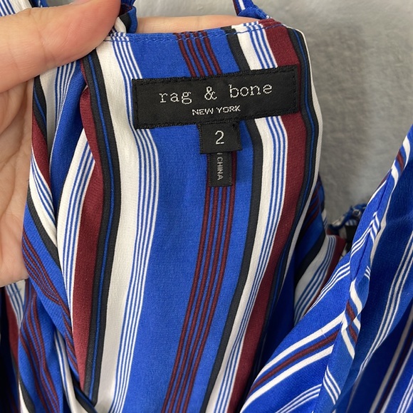 Rag & Bone 100% Silk Red, White, and Blue Striped Felix Wrap Jumpsuit - Picture 11 of 16